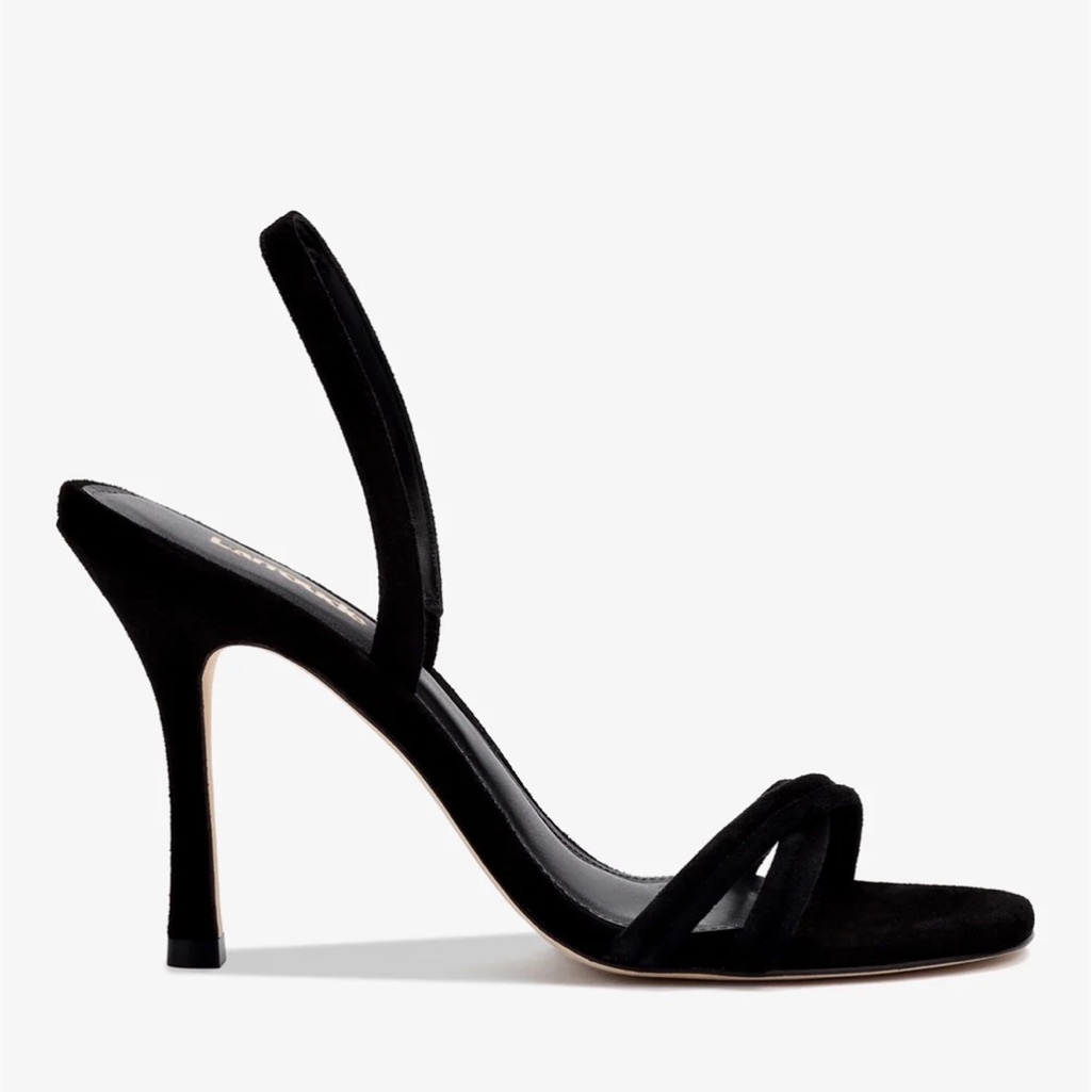 Larroude Annie Slingback Black Sandal Heels